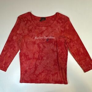Harley Davidson Womans‎ XL Rossiters Long Sleeve Shirt Red Myrtle Beach SC
